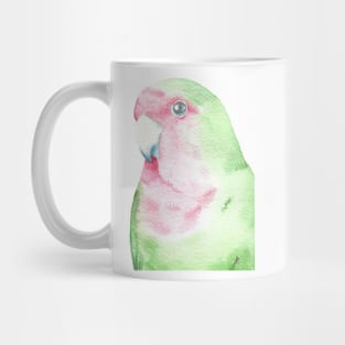 watercolor lovebird inséparable painting portrait pink green bird Mug